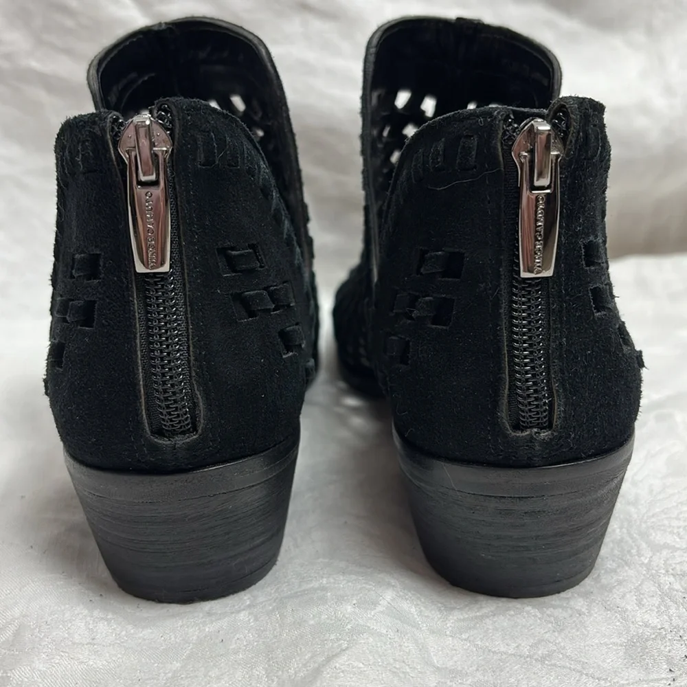 Vince Camuto Black Suede Ankle Booties with Perforated Design